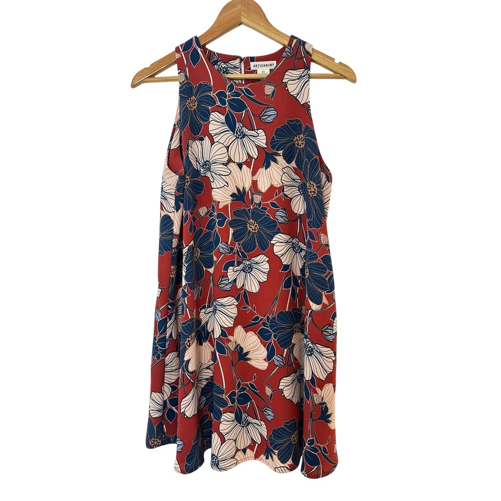 Artisan NY Floral Dress Sleeveless Red Blue White‎ Size 6 Casual